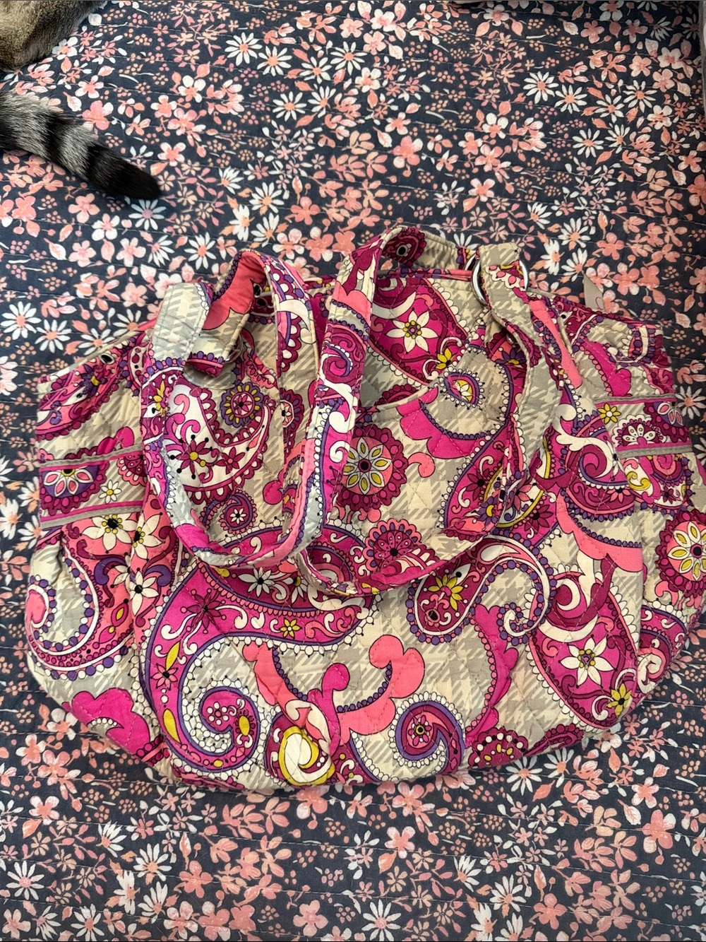 Vera Bradley Pink Paisley Quilted Shoulder Bag